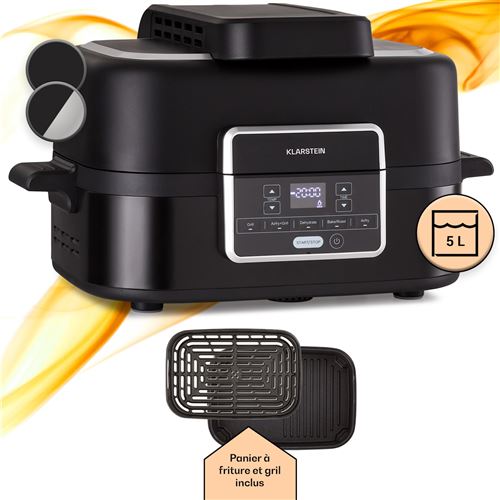 Non Communiqué Noir Friteuse À Air Chaud 1500W Grill 5 Programmes Air Fryer