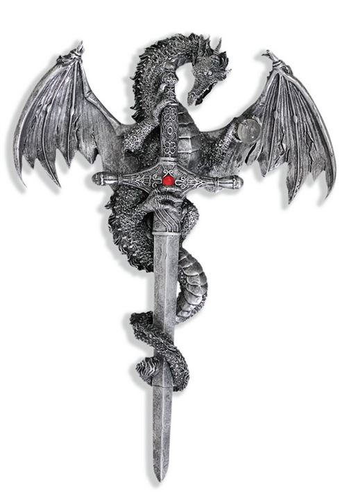 objet de décoration - IMPEXIT - dragon épée mural 27/18/3,5 cm