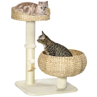 Arbre à Chat Gris Clair 116 Cm - Avec Niche, Plateformes, Griffoirs En Sisal Et Jouets - Pour Jeu Et Détente