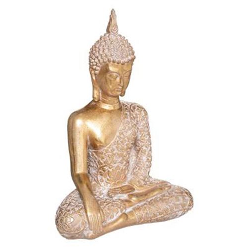 Atmosphera Créateur d'intérieur - Statuette Déco Bouddha Assis 31cm Or