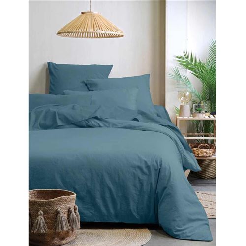 Stof Une Taie d'oreiller Couleur Bleu en coton - 65 x 65 cm - Achat & prix