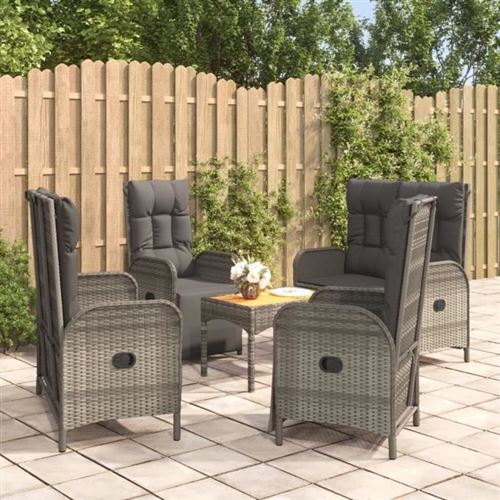 VIDAXL - Salon de jardin 5 pièces - Gris - Image 2