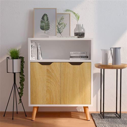 vidaXL Buffet Blanc et chêne Sonoma 60x30x72 cm Aggloméré
