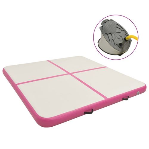 Vidaxl tapis gonflable de gymnastique avec pompe 200x200x10cm pvc rose 92694
