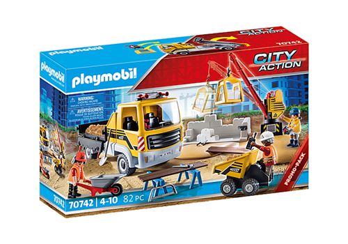 PLAYMOBIL 70742 - City Action Site de travaux avec camion et ouvriers