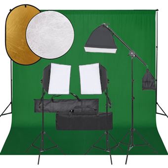 vidaXL Kit de studio photo avec éclairage écran de fond et réflecteur