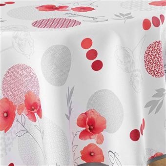 Nappe Antitache Ronde Diam Tre Cm Coquelicots Rouge Nappe De Table Achat Prix Fnac