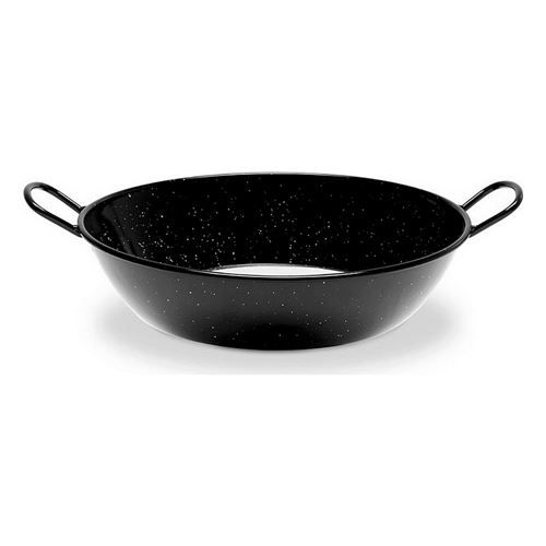 Non Communiqué Noir Poêle Creuse Avec Anses Vaello Acier Émaillé Ø 28 Cm