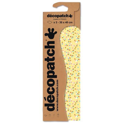 3 feuilles Décopatch - Jaune confettis 746