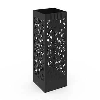 Porte parapluie FLOWER carré en acier noir hauteur 45 cm - 1