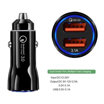Chargeur rapide 3.0 allume cigare voiture 4 usb 7A smartphone