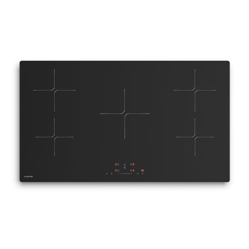 Klarstein PowerGlide Plaque Induction 5 Zones 9800W Curseur Minuterie Verre Anti-Rayures Plaque Encastrable 90cm