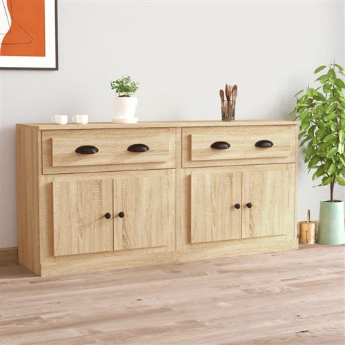 vidaXL Buffets 2 pcs, Meuble de Rangement, Armoire de Rangement, Organisateur Intérieur Salon, Moderne, Chêne Sonoma Bois d'Ingénierie