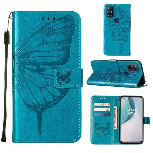 MPFRANCE Housse pour OnePlus Nord N10 5G Bleu [Papillon V3]