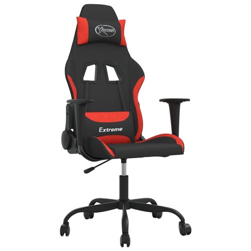 Chaise de jeu vidaXL Noir et rouge en Tissu