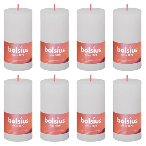 Bolsius Bougies pilier rustiques Shine 8 pcs 100x50 mm Blanc nuageux