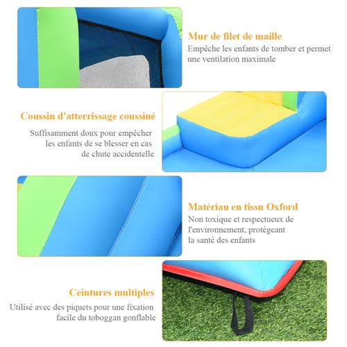 Giantex château gonflable pour 4 enfants 4-12 ans avec toboggan