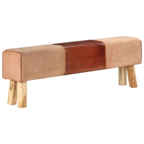 Non Communiqué Brun Vidaxl Banc Saut De Cheval 160 Cm Marron Cuir Véritable Et Bois Acacia