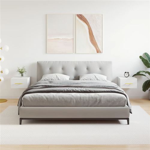 VIDAXL - Table de chevet murale - Lot de 2 - Blanc - 35x35x20 cm - Image 2