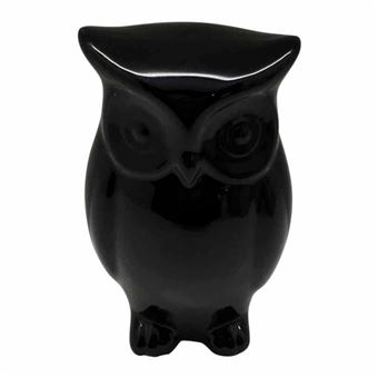 Statue Déco en Céramique Jolie Chouette 15cm Noir - 1