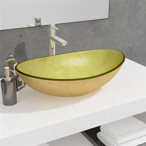 Lavandino In Vetro Temperato 54,5x35x15,5 Cm Oro - Vidaxl