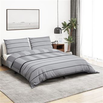 Ensemble de housse de couette Gris 155x220 cm Coton - 1