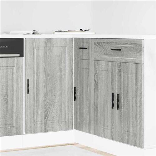 Vidaxl Gris Armoire De Cuisine Porto - Sonoma - Image 3
