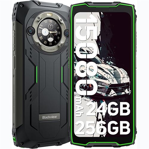 Blackview BV9300 Pro Téléphone Portable Incassable 24Go+256Go Android 13 15080mAh 33W 64MP+32MP 6.7 FDH+ Etanche NFC - Vert