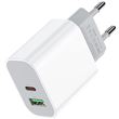 Chargeur USB C Rapide 20 W Secteur 2 Ports PD / QC3 pour iPhone, Samsung Galaxy, Xiaomi, Huawei