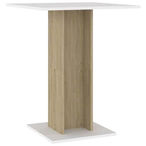 vidaXL Table de bistro Blanc et chêne sonoma 60x60x75 cm Aggloméré