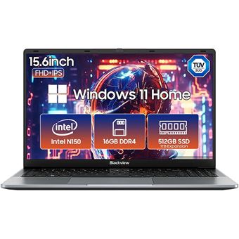PC Portable Blackview Acebook 6 - 15.6" Intel Twin Lake N150,16 Go RAM 512 Go SSD,Windows 11 Home Ordinateur Portable - QWERT - Gris - 1