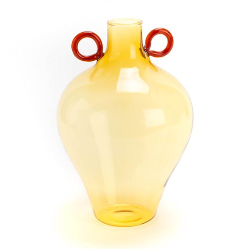 Non Communiqué Rouge/Jaune Vase Amphore Ambre Anse - Amadeus - Verre