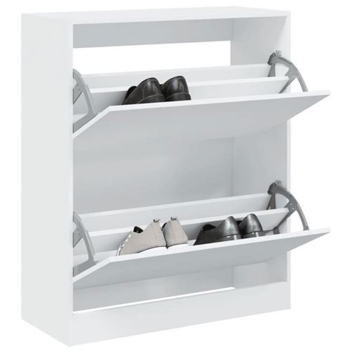 Vidaxl Blanc Armoire À Chaussures 80X34x96,5 Cm Bois D'ingénierie 839966 - Image 3
