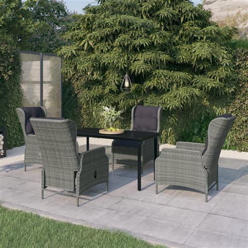 Non Communiqué Gris Vidaxl Ensemble De Salle À Manger De Jardin 5 Pcs Clair