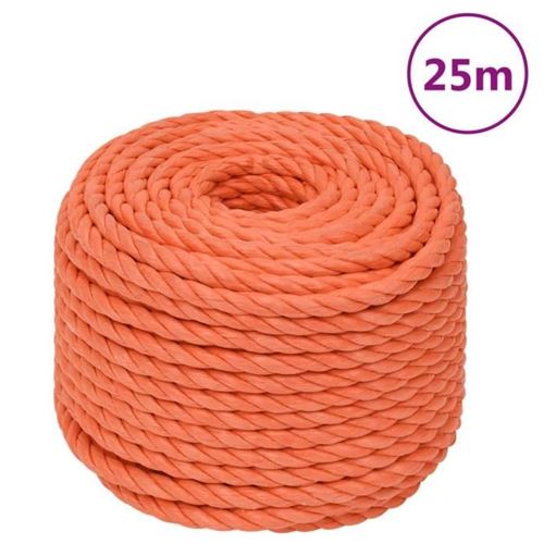 Vidaxl Orange 152933 Corde De Travail 10 Mm 25 M Polypropylène - Image 3