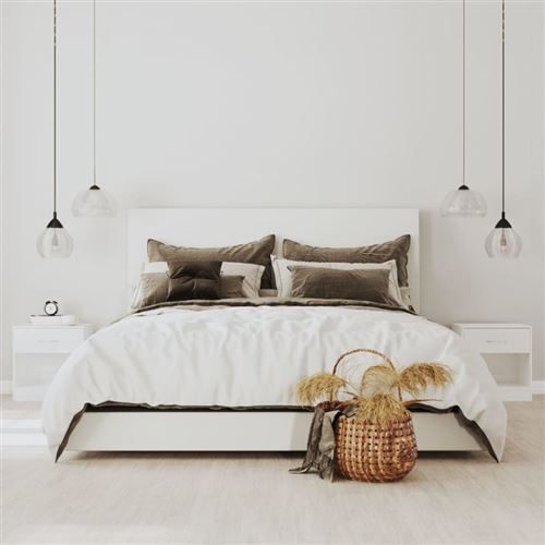 Non Communiqué Blanc Brillant Tables De Chevet 2 Pcs Avec Tiroir