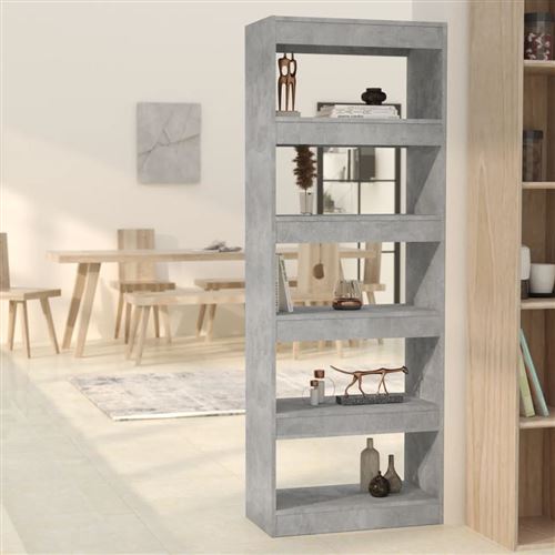 Non Communiqué Gris Vidaxl Bibliothèque/Séparateur De Pièce Béton Bois D'ingénierie811677