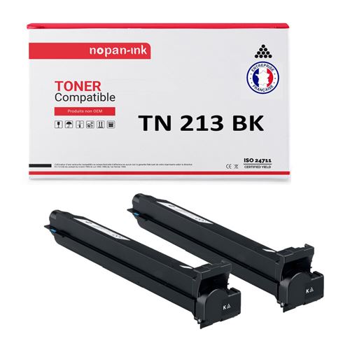 TONER TN 213 TN 213 Noir x 2 Compatible pour KONICA MINOLTA-NOPAN-INK Bizhub C200, C203 Bizhub C253, C353, C353P NEC Vivid Office 2020 PITNEY BOWES CM 2522 INEO 353, 353P, 355, Plus 353, 353P, 355