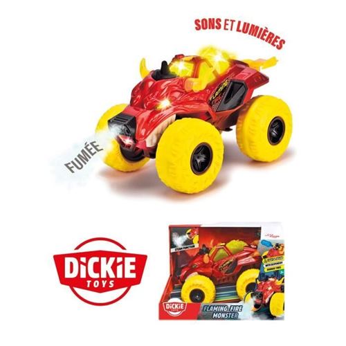 Dickie - Monster Flammin Fire - Véhicule 25Cm - Fonction Fumée (Vapeur) - Sons Et Lumieres