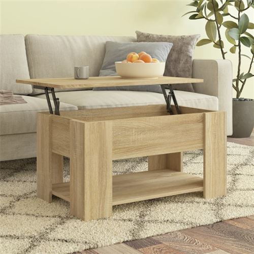 Table basse chêne sonoma 79x49x41 cm bois d ingénierie