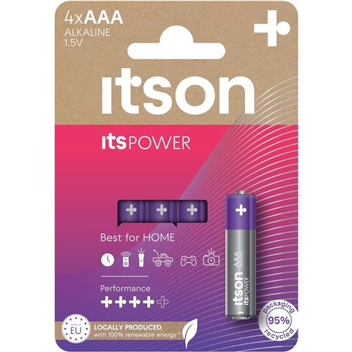 ITSON Pack de 4 Piles Alcalines LR03/AAA 1,5V ItsPOWER