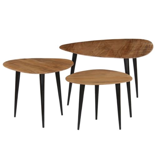Vidaxl Tables Basses 3 Pcs Bois D Acacia Massif - Image 3