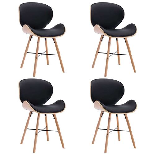 vidaXL Chaises de salle à manger 4 pcs Noir Similicuir et bois courbé