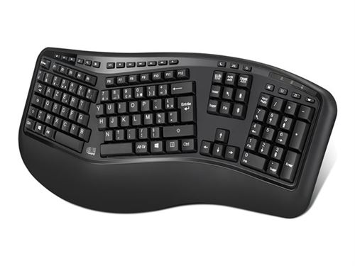 Adesso Tru-Form Media 1500CB-FR - Ensemble clavier et souris - clavier ergonomique et souris optique - sans fil - 2.4 GHz - AZERTY - Français