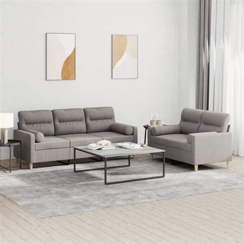 Non Communiqué Gris Vidaxl Ensemble De Canapés Avec Coussins 2 Pcs, Canapés Avec Accoudoirs, Ensemble De Meubles, Mobilier De Salon, Moderne, 3201623