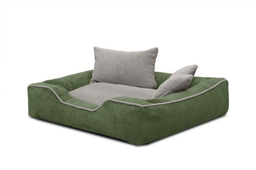 Panier pour chien et chat 80 x 70 cm tissu vert foncé et beige clair - BONNIE