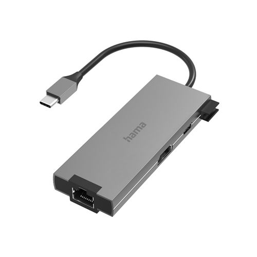 Hama Adaptateur multiport USB-C, 5 ports, 2xUSB-A, USB-C, HDMI™, LAN/Ether .