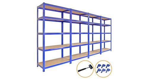 Non Communiqué Bleu 4 X Rayonnages 90 X 180 X 45 Cm T-Rax Acier Inoxydable Garage Entrepôt Rangement De L'atelier Capacité Total De 4200 Kg - 280 Kg Par Planche