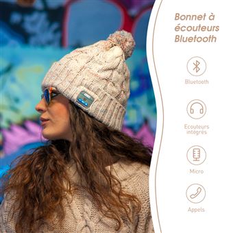 Bonnet D'hiver En Tricot Sans Fil Microphone Intégré Et Haut