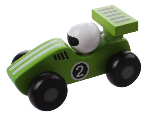 Jouéco voiture de course en bois 12 cm vert